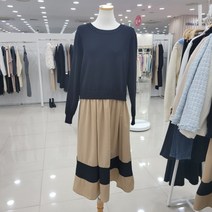니트 배색 롱원피스 392561