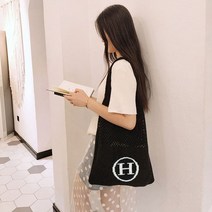 이엘컴퍼니 가벼운 니트가방 H 이니셜 숄더백