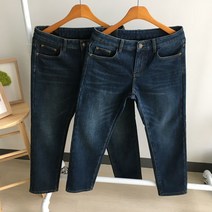 [일칠사] 남자 겨울 청바지 블루 워싱 진청 슬림 일자핏 데님 팬츠