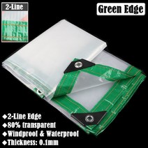 야외 투명 방수포 전망대 Pergola 창 방풍 천막 정원 식물 방수 캔버스 천 0.1mm, 213.2line Green edge - 2x8m