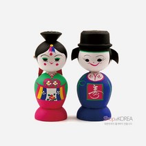 목각혼례인형(중)-신랑신부, 한지포장 - 1개비용