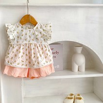 [당일발송]베스더스 유아동 베이비 잔꽃 프릴 블라우스 상하세트 애기 여름 옷 바캉스룩