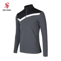세바스찬골프 남성 언발란스 사선라인 반집업 티셔츠 J571