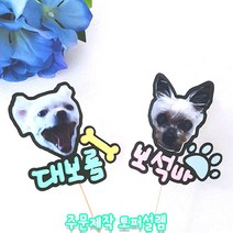 강아지 댕댕이 사진 주문제작 포토토퍼 미니픽 네임토퍼 네임픽, 스타드림지, 긴투명막대