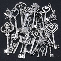 100g 50g 30g 6 색 혼합 키 매력 금속 펜 던 트 DIY 쥬얼리 팔찌 목걸이 공예 만들기 용품 도매, 01 Antique Silver