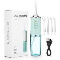 강력한 치과 워터 제트 Flosser 입 세탁기 휴대용 구강 Irrigator 치아 화이트닝 청소 건강, 03 Green Oral Irrigator