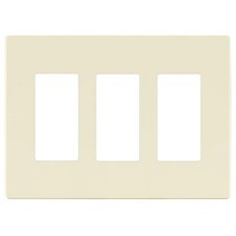 ENERLITES 레브 콜렉션 럭셔리 트리플 데코레이터 스위치 커버 나사 없는 벽 플레이트 매트 마감 중간 사이즈 3갱 12.4cm x 17.2cm (4.9인치 6.8인치), Light Almond_4 Gang