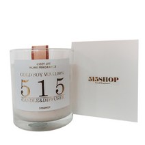515샵 베이직 우드심지 화이트 소이캔들 7oz + 선물상자, 베이비머스크