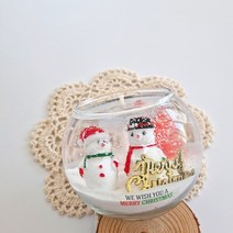 (눈사람)(수반용기*2개)크리스마스 캔들 양초 젤캔들 만들기 키트, 블랙체리, 레드