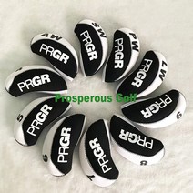 PRGR 피알지알 골프 아이언커버 10개 세트, 블랙 화이트