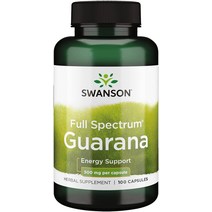 Swanson Guarana 500mg 100 캡슐 4팩, 1팩개, 1~4팩