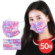 케이에스몰 3중필터 일회용마스크 오로라 (50매) 덴탈마스크 패션마스크 패턴마스크 겨울마스크 남성 여성 마스크 성인마스크 대형마스크 비말마스크, 1개