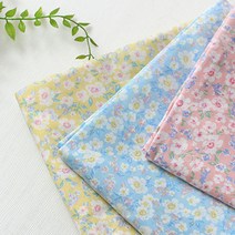 Fabric 원단 아사원단 대폭-60수아사 파스텔톤 예쁜 플라워 3색, 블루