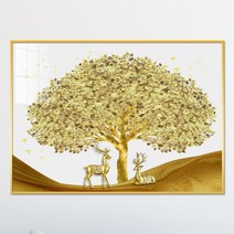 아트블루 풍수에 좋은 그림 황금 나무 금나무 사슴 인테리어 액자, 3번 황금나무_커플_가로_[흰]배경