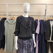 블루페페 SH02 브이넥 러플 블라우스BK 213MSC704