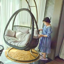 인테리어 공중의자 가든 스타일 공중 체어 흔들의자, 1인용  그레이물방울(쿠션 및 카펫 무료)