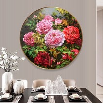 푸아이 3D 보석십자수 화려한 모란 원형 47cm DIY 집들이 선물 인테리어 소품(사이즈 7종)+행운십자수(30x30)RP634, 캔버스 직경110cm