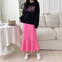 빨강몽키 여성 맨투맨 루즈핏 긴팔티셔츠 머메이드 밴딩스커트 SET