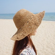 코이블리 라탄 왕골 비치 플로피햇 라피아햇 여성 여름 밀짚모자 벙거지 버킷햇