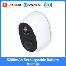 태양광 패널 인버터 설치 태양열 Tuy -스마트 라이프 충전식 배터리 IP65 야외 무선 와이파이 10 0P IP 감시 CCTV 보호 광 카메라 사이렌 포함, 01 Battery Camera