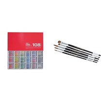 홀바인 홀베인 아티스트 수채화 5ml 24색 세트 물감, 108색 세트개, 클리어 수채화 브릴리언트 핑크 + 홀베인 브러쉬 세트g