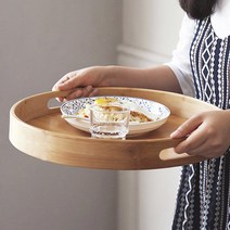 푸코 뱀부 손잡이 원형트레이(2size), 1개