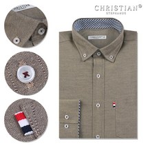 크리스챤 남자 폴리혼방 무지 긴소매 정장셔츠 CR104 (khaki)