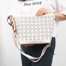 지앤비코리아 여자 장식 미니 캐주얼 캔버스숄더 스트랩 여성 스카프 펀칭 쇼핑몰 가방 9W9534F9