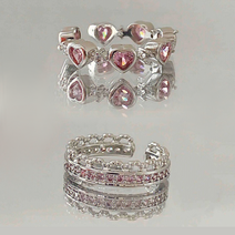 와이알유디 설렘영롱 파스텔핑크 하트반지 10호~25호 조절가능 오픈링