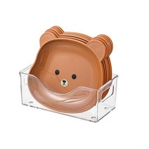 DFMEI 가정용 만화 곰 먹다 침 뼈 작은 접시 간식 작은 접시 식기 접시, 브라운 8 플레이트 플러스 베이스