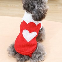 포근한 애견 목폴라 니트 스웨터 고양이 강아지 WI055DG, 빨강 하트