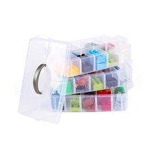 휴대용 3단 비즈 케이스 보관함 파츠통 악세사리 보관통 귀찌 비즈함 중형, 색상, 핑크