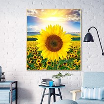세잔느화실 홈데코 NEW 해바라기 그림 캔버스액자 골드 알루미늄 액자 거실 승진선물 집들이선물, 알루미늄 골드프레임, 30호(90cmX110cm)