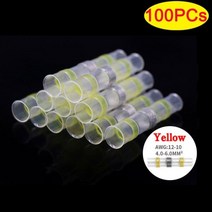 박스형 솔더 씰 와이어 커넥터 3:1 열 수축 절연 전선 단자 버트 스플라이스 방수 50 ~ 500 개, CHINA, 100pcs Yellow