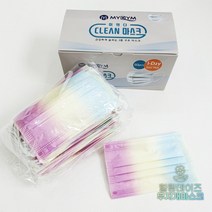 힐링데이즈 무지개 마스크 레인보우 마스크 패션 예쁜 연예인색 일회용 MB필터 50매입, 중형