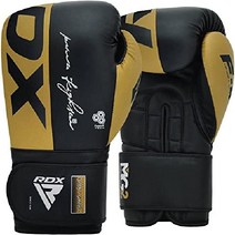 RDX 권투 글러브 마야 가죽 무에타이 킥복싱 MMA 스파링 훈련, 골든/블랙
