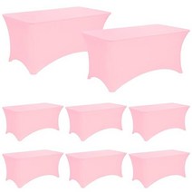 JALANCY 8팩 1 8m(6피트) 스판덱스 테이블 커버 장착 직사각형 식탁보 세탁 가능 주름 방지 스트레치 테이블보 접이식 웨딩 파티 생일 연회 바 이벤트(화이트) 미국직송 2, 8, 핑크