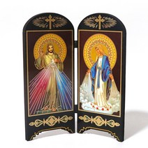 성모상 성모 마리아상 천주교 가톨릭 굿즈 성물 모자상 용품 유아 세례 선물 articulos religiosos catolico 종교적인 그림 아이콘 더블 스크린 책상 장식, 짙은 녹색