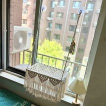 라탄 고양이 창문 해먹 창틀 걸이식 침대 윈도우 애완 동물 쇼파 일광욕 유리창 강아지, 폭48.5X30cm, 보헤미안 해먹