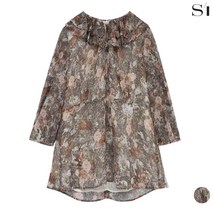 씨(SI) 브라운 플라워 프린트 루즈 블라우스 (SBBAH2407)