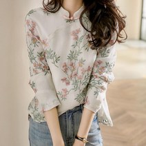 와이셔츠 여성남방 여성 난방 여성여름블라우스 오버핏 소재 긴팔 헨리넥 마셔츠 연블루 브라우스