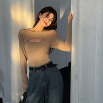 여성 반팔 티셔츠 탱크탑 가을 한 할로 탑 파티 슬림 골지 레이디 셔츠 단색 스키니 캐주얼