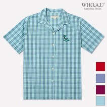 [후아유] 후아유 여성 체크 자수 셔츠(반팔)_WHBL82553F (P001892033)