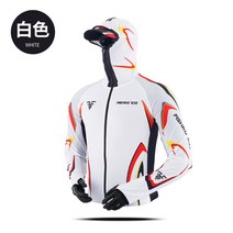 남자 긴팔 낚시복 의류 민물 바다 낚시 자외선 차단 아웃도어 상의 세트, 올화이트 싱글 상의