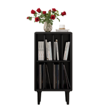 lp 수납장 원목 2단 책장 선반 보관함 lp판 레코드판 거실 진열장, 블랙 45x32x89cm