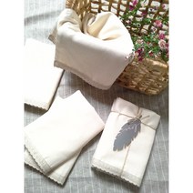 3겹 소창수건(레이스) 1장 (10+1), 세탁안함
