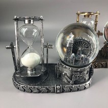 크리스탈 볼 모래 시계 시계 물 레트로 에펠 타워 퀵샌드 빛나는 스노우볼 유리 공 탁상 장식, 14.Sliver J