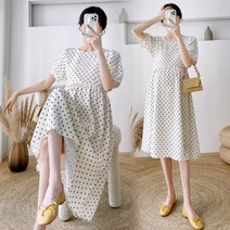 kirahosi봄 여름 임부복 임산부옷 임부복빅사이즈 원피스 루즈핏 캐주얼 반팔 스몰 도트 원피스TTL0125