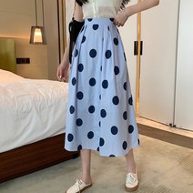 다이뻐 리틀깽스 클래식 뒷밴딩 44~77 데일리 빅도트 땡땡이 핀턱 주름 코튼면 롱스커트