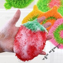 서울양말 딸기 아크릴 수세미 주방 핸드메이드 손뜨개, 딸기수세미랜덤혼합